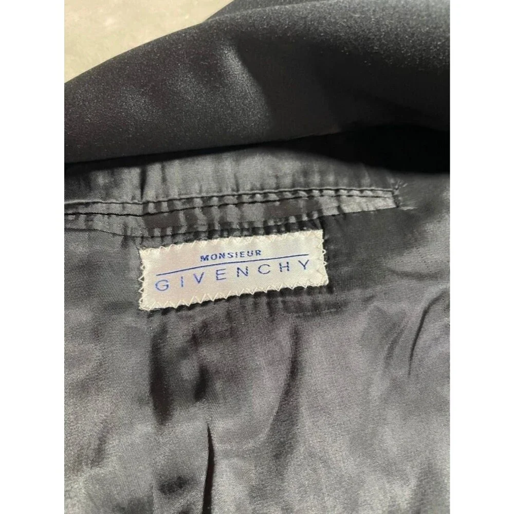 Monsieur Givenchy Suit Set Men Size 46R Black Toxedo Blazer Coat and Pants Wool